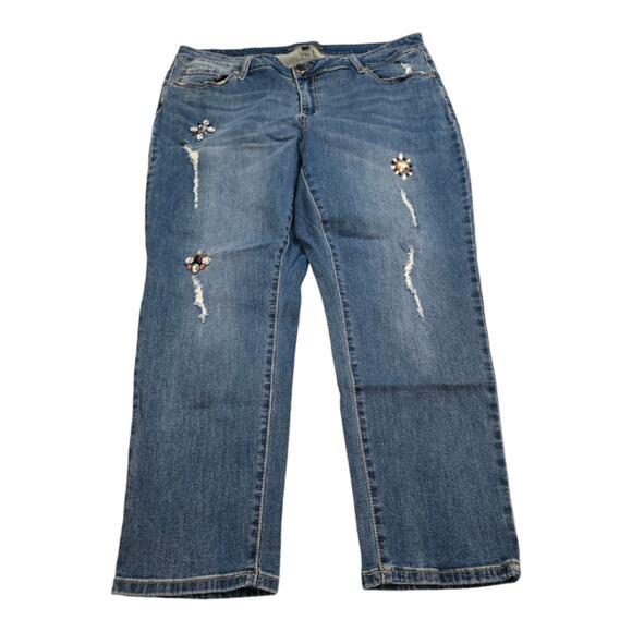 Seven7 Jeweled Rhinestone Stretch Straight Leg‎ Jeans Plus Size 20 - Picture 1 of 14